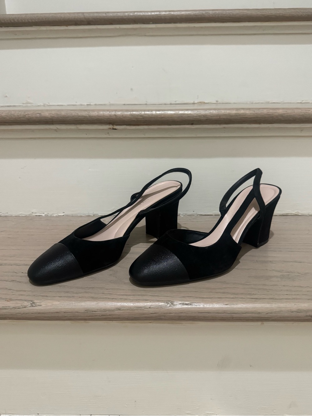 Preston & York Black Slingback Block Heel Pumps